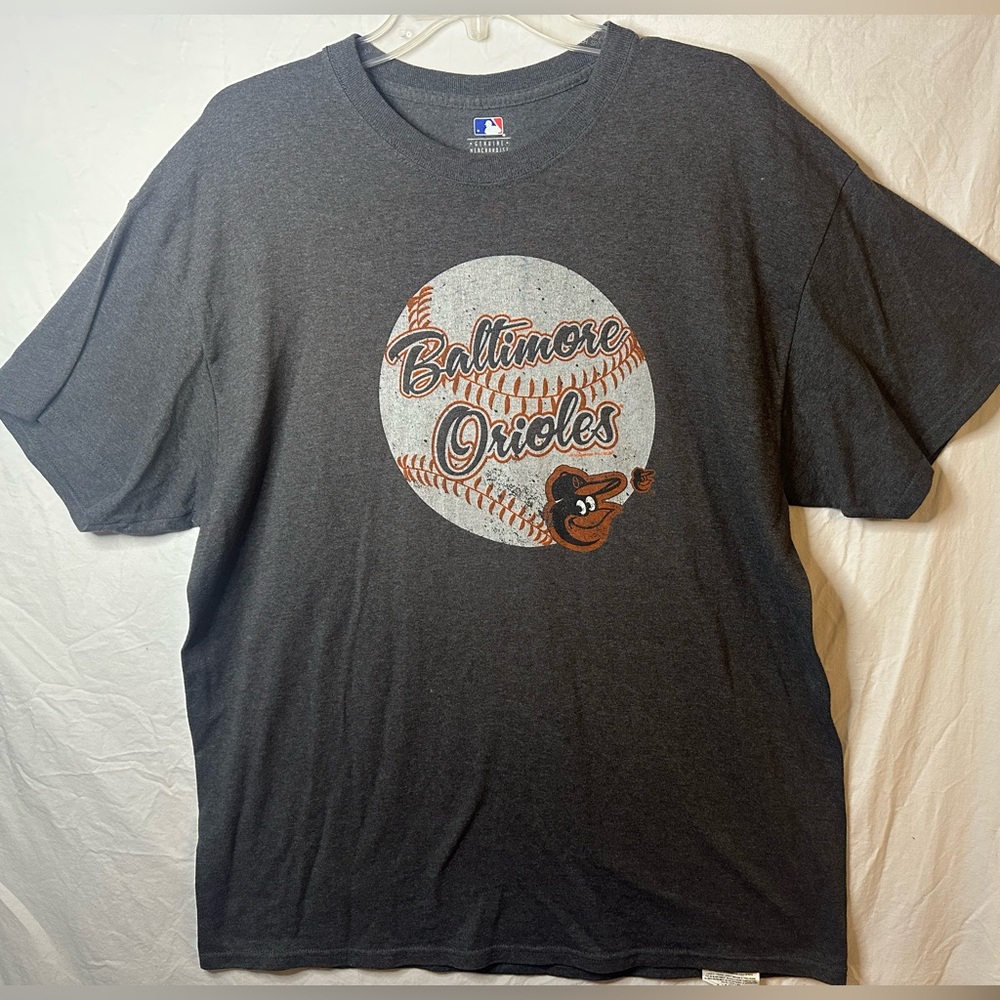 MLB Baltimore Orioles Baseball Graphic T-Shirt Gray XL Genuine Merchandise